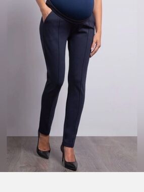 Maternity Skinny Ponte Pants in Navy with Front Seam